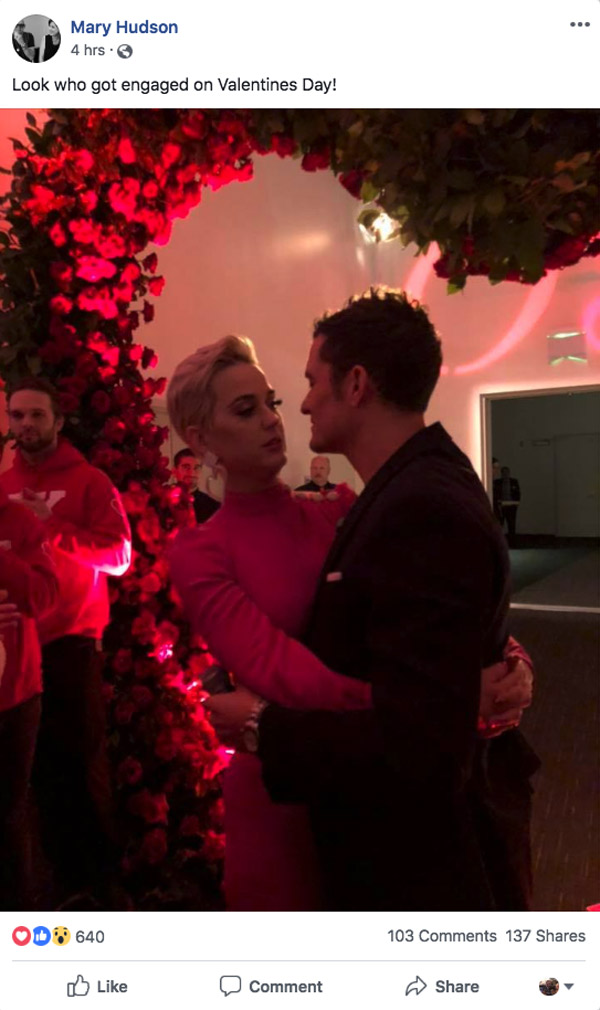 Katy Perry y Orlando Bloom se comprometen en San Valentín