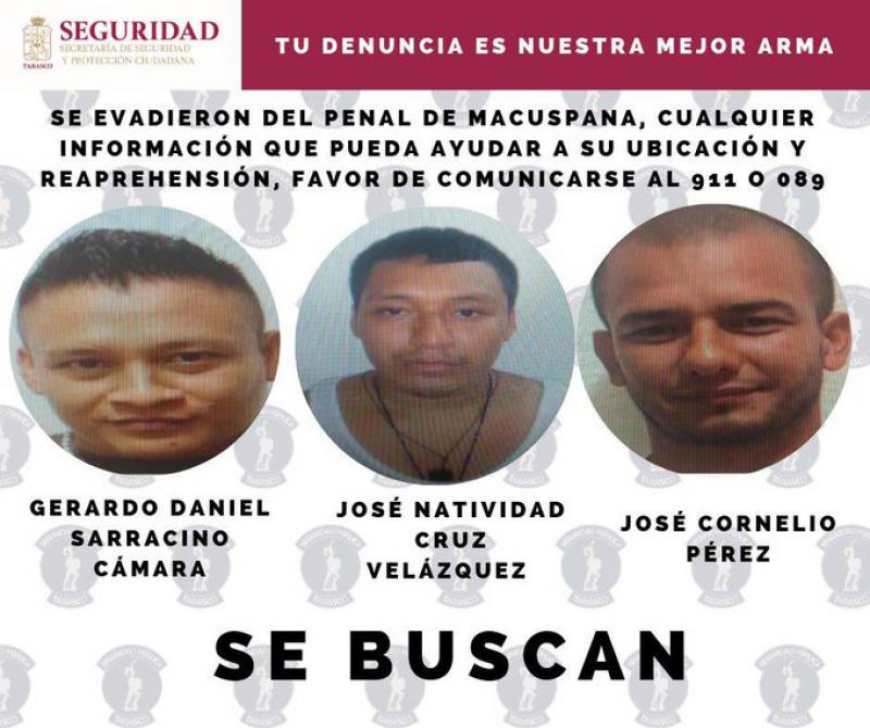 ESCAPAN 3 REOS DEL PENAL DE MACUSPANA