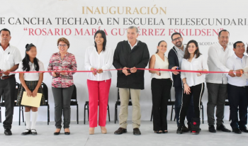 INAUGURA AALH CANCHA TECHADA EN TELESECUNDARIA DE TACOTALPA