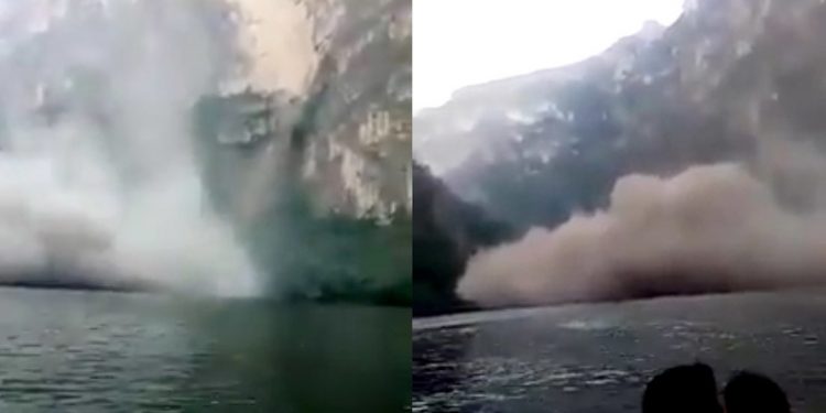 CAPTAN DERRUMBE DE PARED EN CAÑÓN DEL SUMIDERO, CHIAPAS