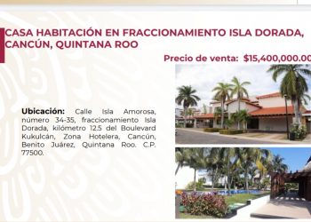 SUBASTAN EN 15 MILLONES RESIDENCIAL EN ISLA DORADA, CANCÚN