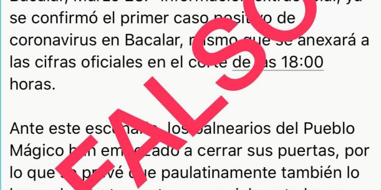 DESMIENTE SESA CASO POSITIVO EN BACALAR