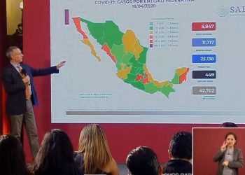 VAN 449 MUERTES POR CORONAVIRUS EN MÉXICO, CON CINCO MIL 847 CASOS