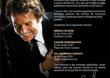 RAPHAEL APLAZA CONCIERTO EN CANCÚN PARA ENERO DEL 2021