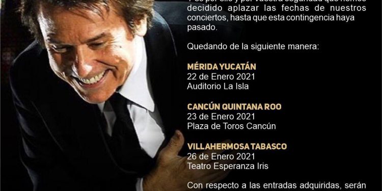 RAPHAEL APLAZA CONCIERTO EN CANCÚN PARA ENERO DEL 2021