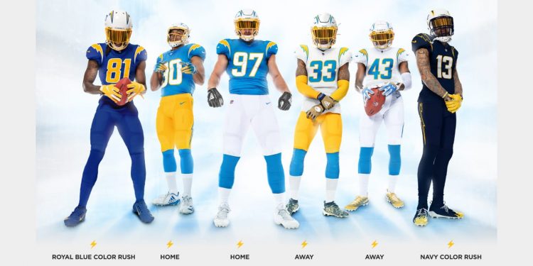 LOS ANGELES CHARGERS SORPRENDEN CON SUS NUEVOS UNIFORMES
