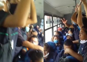 EMPLEADOS DE UNA EMPRESA DEL AEROPUERTO DE CANCÚN VIAJAN COMO ‘SARDINAS ENLATADAS’