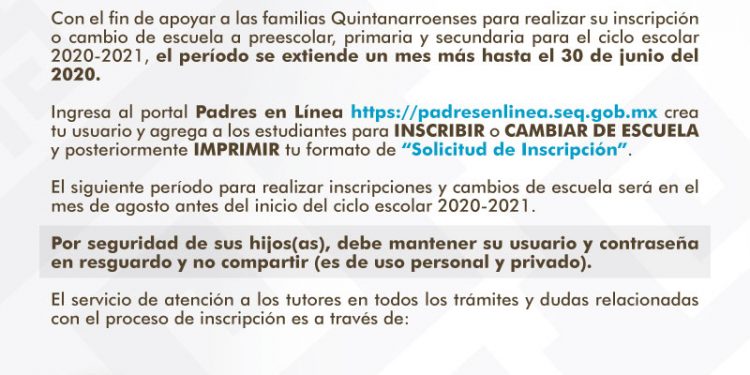 MAÑANA, ÚLTIMO DÍA PARA LA INSCRIPCIÓN O CAMBIO DE ESCUELA