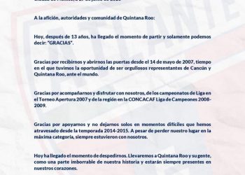 GRACIAS Y ADIÓS CANCÚN, DICE EL ATLANTE