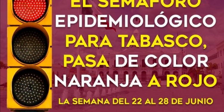 REGRESA TABASCO AL SEMÁFORO DE COLOR ROJO