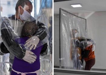 INSTALAN «CORTINA DE ABRAZOS» EN ASILO DE BRASIL