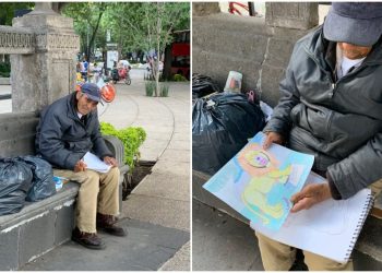 REDES SOCIALES PIDEN AYUDA PARA ABUELITO QUE HACE DIBUJOS PARA GANARSE LA VIDA