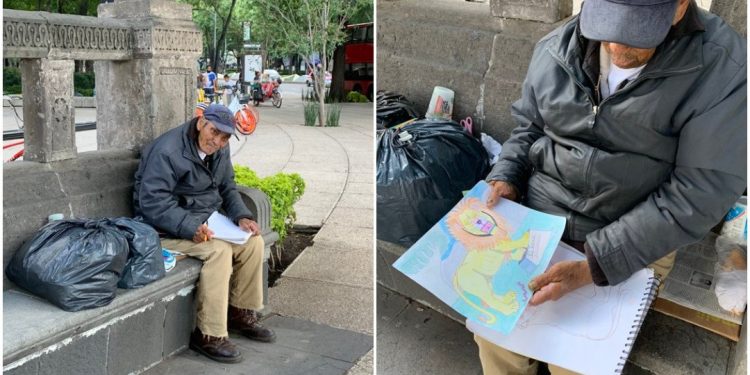 REDES SOCIALES PIDEN AYUDA PARA ABUELITO QUE HACE DIBUJOS PARA GANARSE LA VIDA