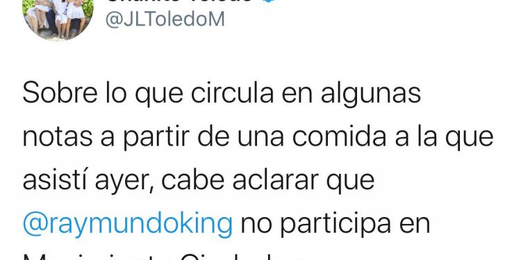 DICE «CHANITO» QUE RAYMUNDO KING NO VA A MOVIMIENTO CIUDADANO