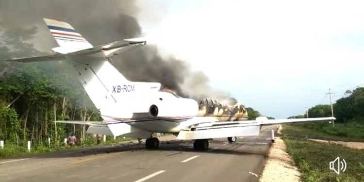 EJÉRCITO Y FUERZA AÉREA MEXICANA ASEGURAN AERONAVE CON PRESUNTO CARGAMENTO DE DROGA, EN QUINTANA ROO