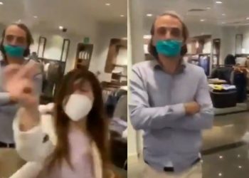 PAREJA HACE ESCÁNDALO EN CENTRO COMERCIAL DE CDMX POR NO USAR BIEN SU CUBREBOCAS