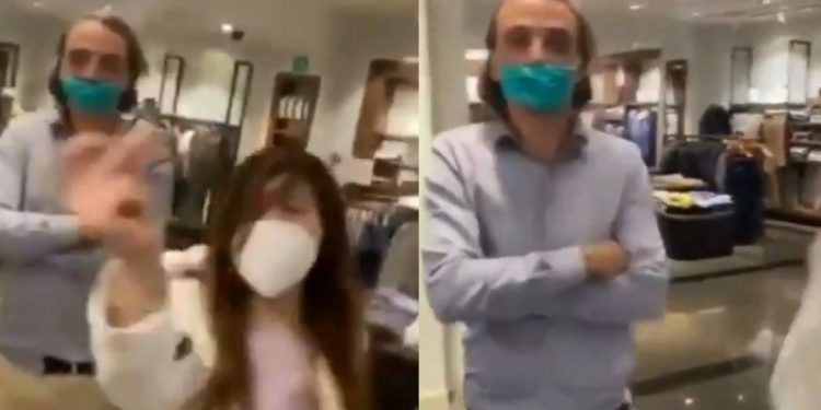 PAREJA HACE ESCÁNDALO EN CENTRO COMERCIAL DE CDMX POR NO USAR BIEN SU CUBREBOCAS