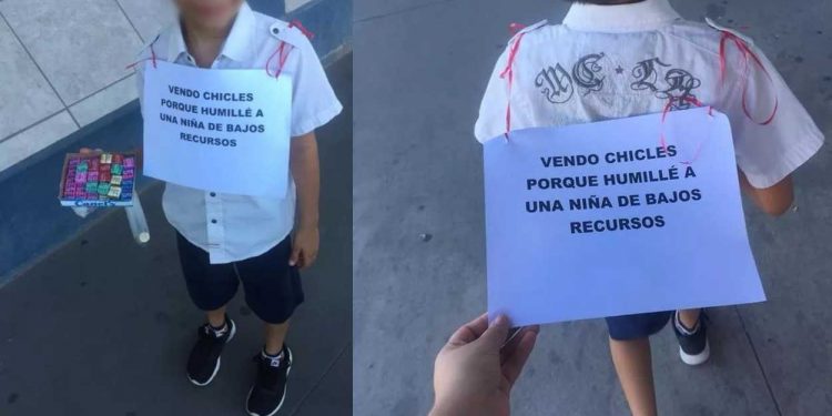 PONEN A “VENDER CHICLES” A UN NIÑO POR BURLARSE DE NIÑA DE ESCASOS RECURSOS
