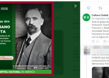 SECRETARÍA DE CULTURA DE CDMX CONFUNDE A VICTORIANO HUERTA CON FRANCISCO I. MADERO