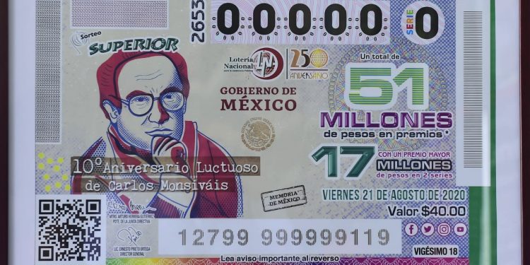 DEVELACIÓN DEL BILLETE DE LOTERÍA CONMEMORATIVO POR EL DÉCIMO ANIVERSARIO LUCTUOSO DE CARLOS MONSIVÁIS