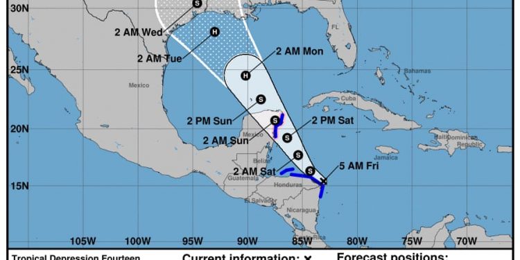 EN LAS PRÓXIMAS HORAS LA DEPRESIÓN 14 PASARÁ A TORMENTA TROPICAL