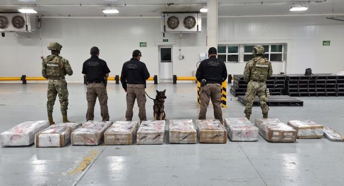 SEMAR, ADUANA Y FGR, ASEGURAN 575 PAQUETES DE COCAÍNA EN MANZANILLO, COLIMA