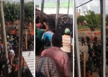 HABITANTES DE SAN CARLOS, MACUSPANA SE ENFRENTAN CON LA POLICÍA; INTENTAN EVITAR LA INSTALACIÓN DE UN TIANGUIS