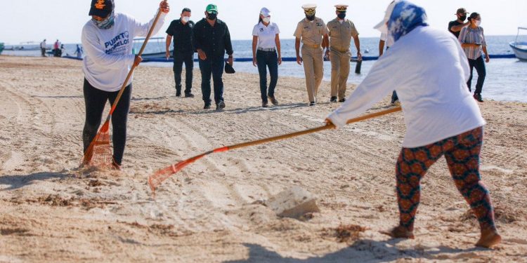 ESFUERZO CONJUNTO PERMITE RETIRAR SARGAZO DE PLAYAS DE PUERTO MORELOS Y CANCÚN