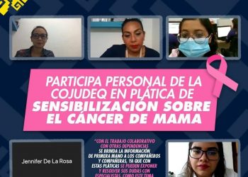 PARTICIPA PERSONAL DE LA COJUDEQ EN PLÁTICA DE SENSIBILIZACIÓN SOBRE EL CÁNCER DE MAMA