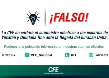 DESPLIEGA LA CFE EQUIPO ESTRATÉGICO PARA PREVENIR Y ATENDER POSIBLES AFECTACIONES ANTE EL PASO DEL HURACÁN ‘DELTA’ POR LA PENÍNSULA DE YUCATÁN