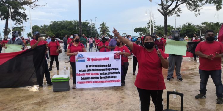 MANIFESTACIÓN MASIVA EN CONTRA DE ROBERTO POOT LÍDER DEL SUTAGE
