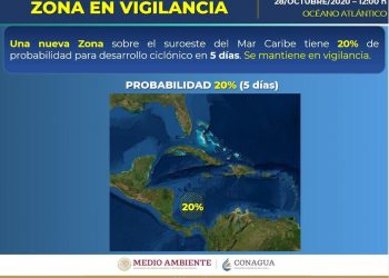 VIGILAN NUEVA ZONA DE BAJA PRESIÓN EN EL CARIBE