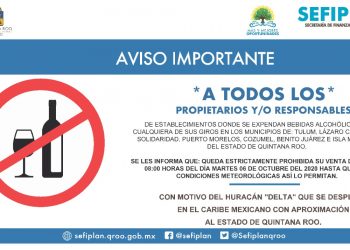 SE ANUNCIA LEY SECA PARA LA REGIÓN NORTE DE QUINTANA ROO