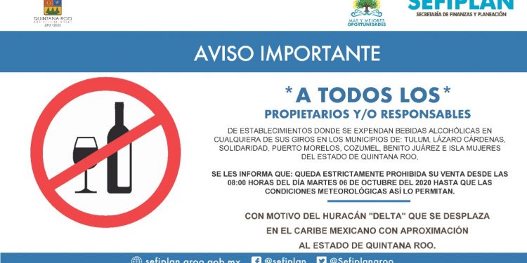 SE ANUNCIA LEY SECA PARA LA REGIÓN NORTE DE QUINTANA ROO