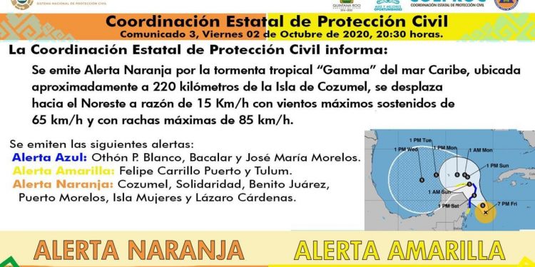 APLICAN DN-III PREVENCIÓN ANTE LA ALERTA NARANJA PARA LOS MUNICIPIOS DEL NORTE DE QROO POR TORMENTA TROPICAL GAMMA