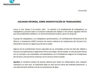 ASEGURA AGUAKAN QUE LA TOMA DE SU CÁRCAMO ES “ARBITRARIA”