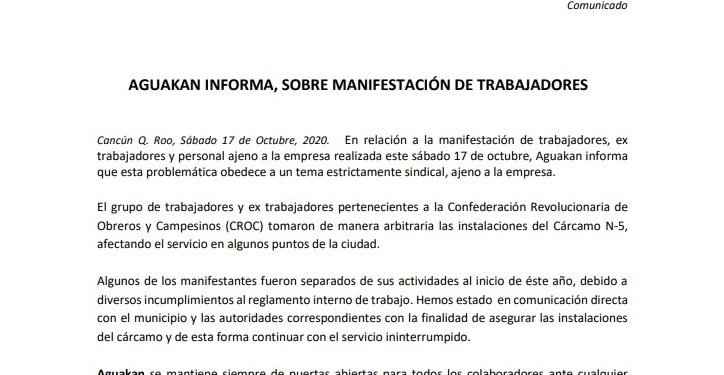 ASEGURA AGUAKAN QUE LA TOMA DE SU CÁRCAMO ES “ARBITRARIA”