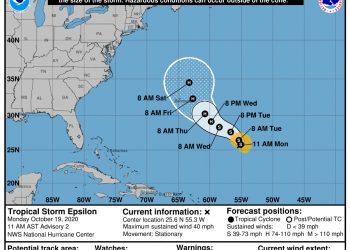 SE FORMA TORMENTA TROPICAL ÉPSILON, HASTA EL MOMENTO SON 27 SISTEMAS TROPICALES QUE SE HAN FORMADO EN EL 2020