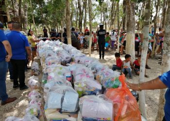 POLICÍA MUNICIPAL DE SOLIDARIDAD Y LA GUARDIA NACIONAL LLEVAN ALEGRÍA A LOS FAISANES