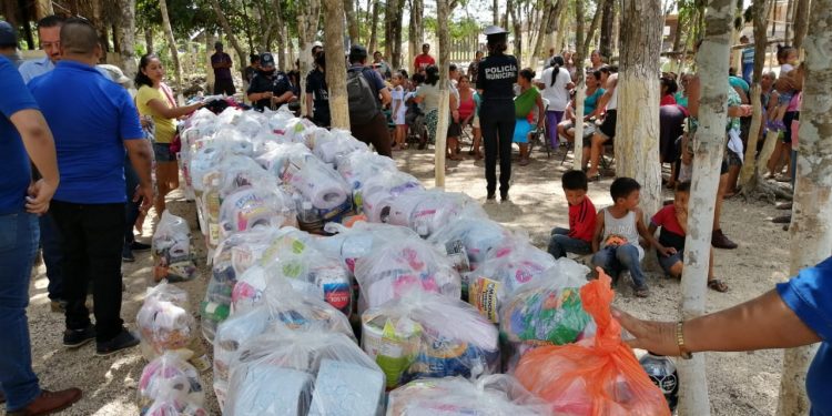 POLICÍA MUNICIPAL DE SOLIDARIDAD Y LA GUARDIA NACIONAL LLEVAN ALEGRÍA A LOS FAISANES