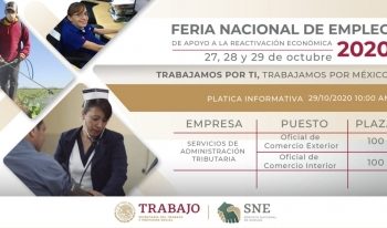 INVITA SNET A FERIA NACIONAL DE EMPLEO DE APOYO A LA REACTIVACIÓN ECONÓMICA 2020