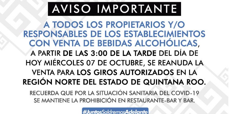 SE DETERMINÓ EL LEVANTAMIENTO DE LA LEY SECA EN LA ZONA NORTE DEL ESTADO
