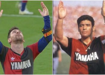 MESSI ANOTA Y RINDE HOMENAJE A MARADONA
