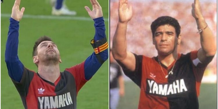 MESSI ANOTA Y RINDE HOMENAJE A MARADONA