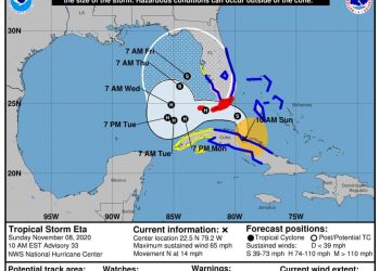 ETA EN SU TRAYECTO HACIA FLORIDA EVOLUCIONARÁ A HURACÁN