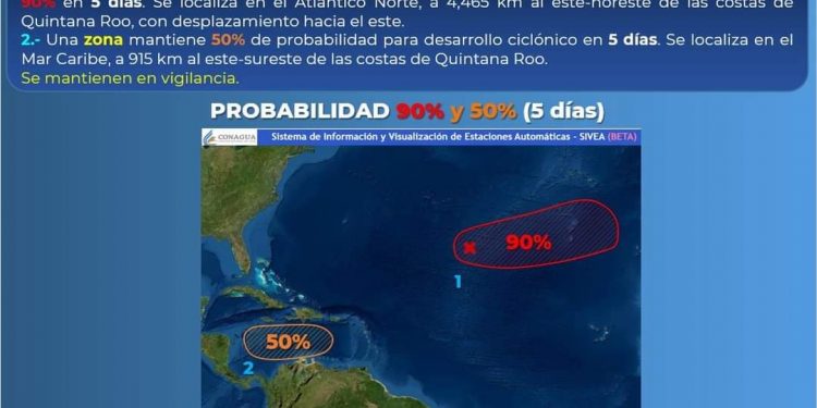 VIGILA PROTECCIÓN CIVIL DOS ZONAS DE BAJA PRESIÓN QUE PUEDEN ALCANZAR ESCALA DE CICLÓN
