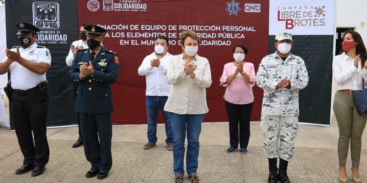 GOBIERNO DE LAURA BERISTAIN E INICIATIVA PRIVADA ENTREGARÁN 11 MIL CUBREBOCAS A POLICÍAS