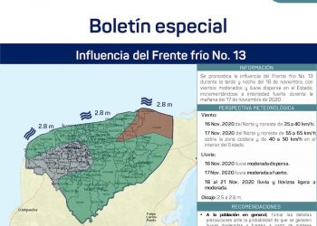 PREVIENE PROCIVY SOBRE APROXIMACIÓN DEL FRENTE FRÍO 13 CON LLUVIAS
