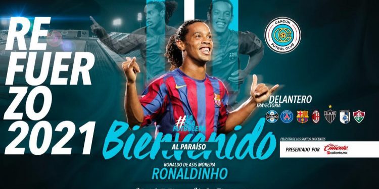 RONALDINHO SE SUBE ‘LA OLA’ Y VESTIRÁ LA PLAYERA DE CANCÚN FC