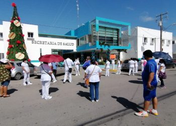 MARCHAN TRABAJADORES DEL HOSPITAL GENERAL, EXIGEN BONO COVID-19